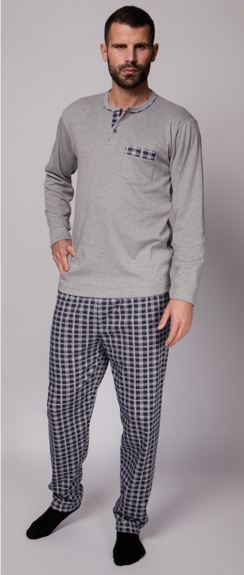 RACHAS PIJAMA HOMBRE M/L 18459  GRIS/CUADROS T.4XL