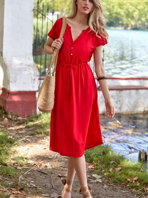 JANIRA VESTIDO  M/C  FRESCO  REF. 1070548   C.ROJO  T.M
