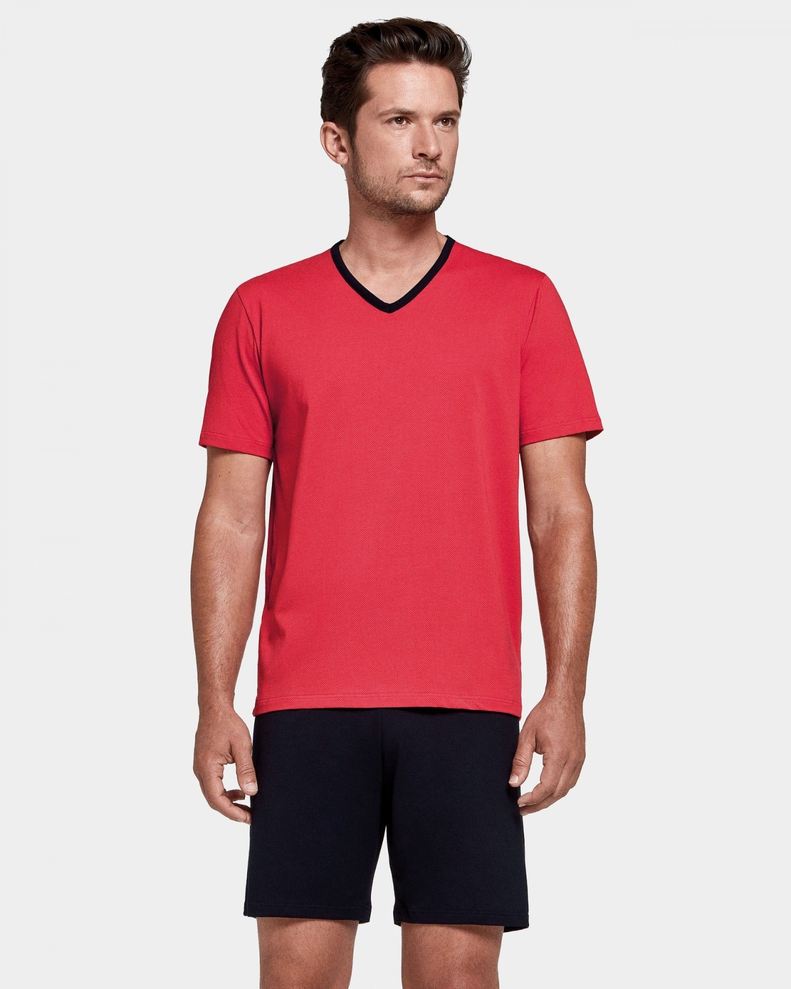 IMPETUS PIJAMA HOMBRE P/C M/C VERANO ALG/MODAL ROJO 1404J49 K22 T.MD