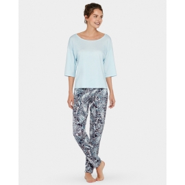 IMPETUS PIJAMA MUJER P/L M/C MODAL 8521K62 AZUL CELESTE/ESTAMP/M71 T.MD