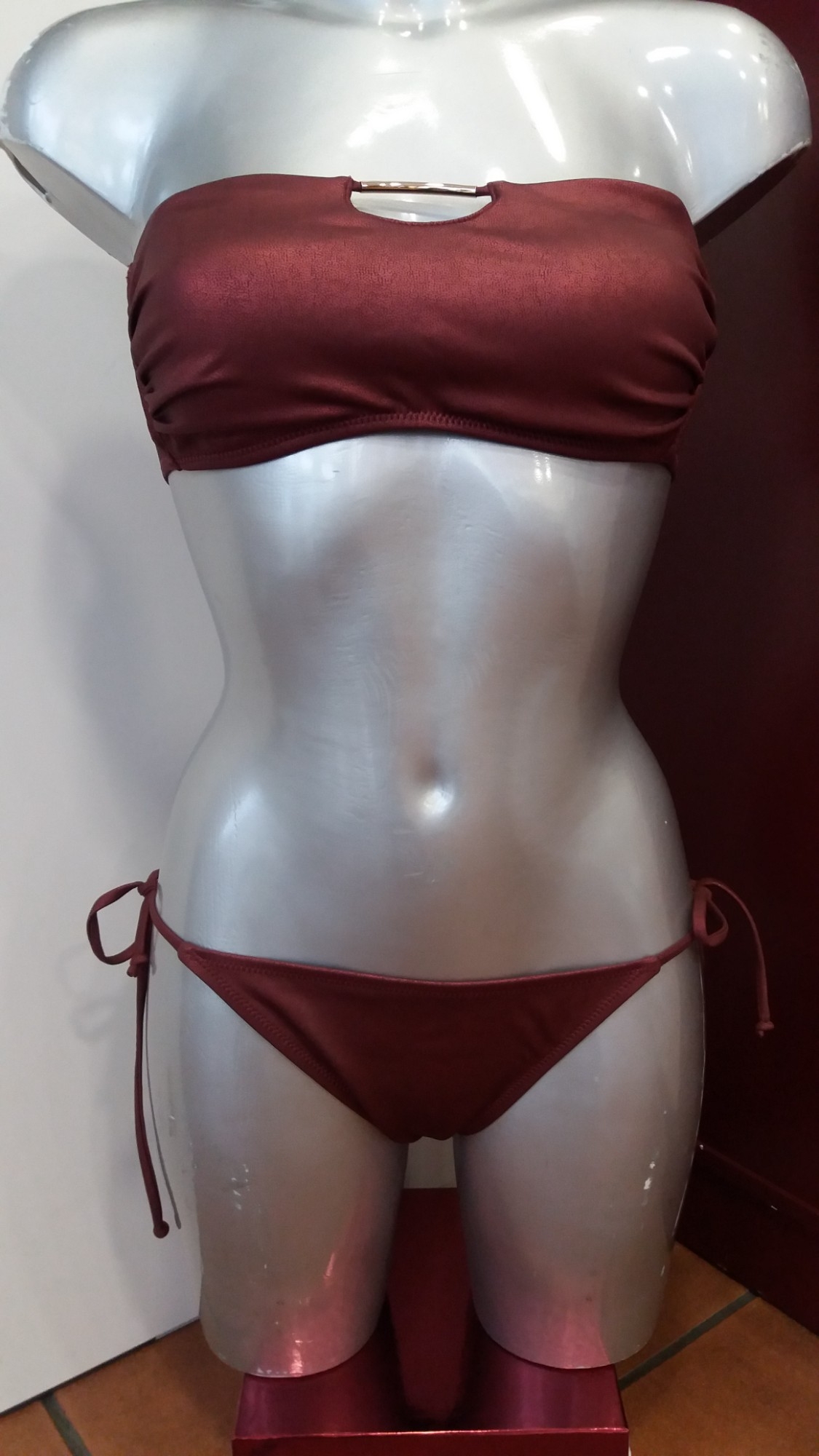 SIELEI  BIKINI COMPLETO S/AROS S/T  FA05  C-GRANATE METALIZADO  T.85