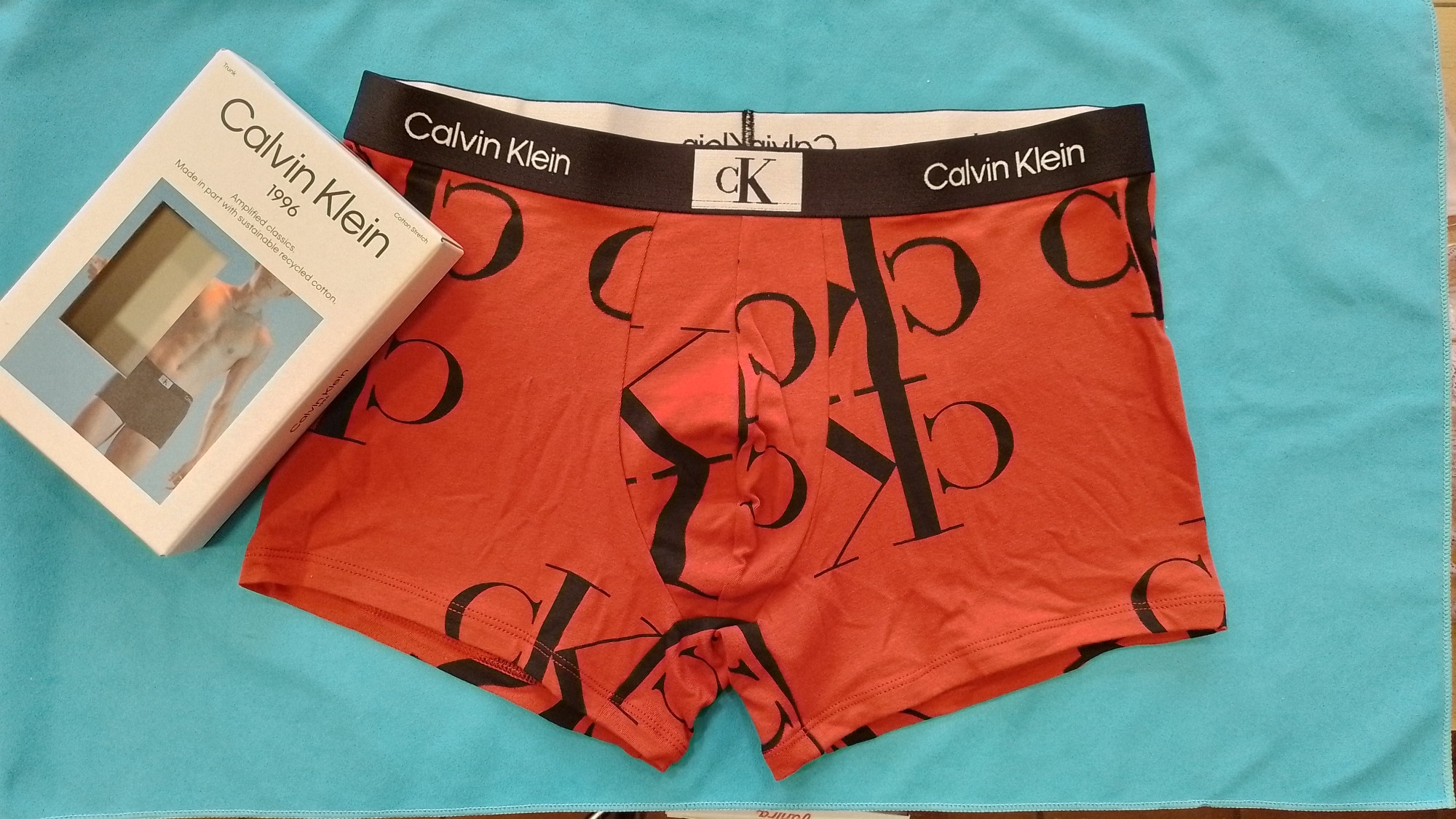 CALVIN KLEIN  BOXER COTTON  STRETCH  NB 3403A  GNP C.ROJO/LOGOS  T. S