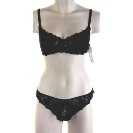 BLACK BRIDAL BY IVETTE CONJUNTO DE SUJETADOR NEGRO 6653 T.100B+TANGA ENCAJE NEGRO 6153 T.XL