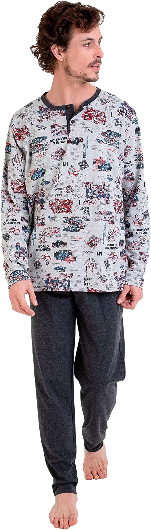 MASSANA PIJAMA HOMBRE INVIERNO P/L M/L P721334 ALG GRIS T.MD