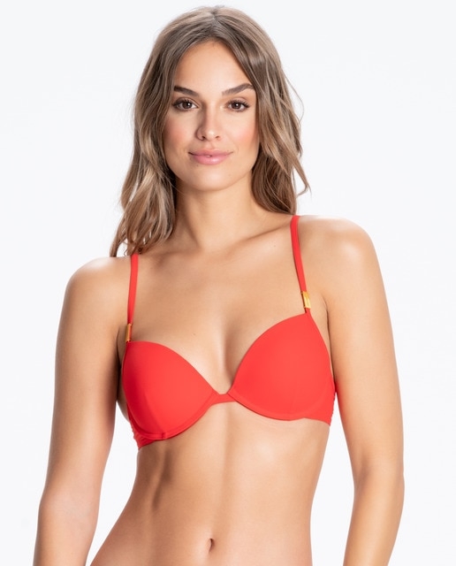CALVIN KLEIN BIKINI COMPLETO C/A FOAM +PUSH UP  KW00920 XBG  ROJO T.90/C