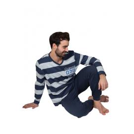 BLANCA H. PIJAMA HOMBRE ALGODÓN PAU 41486 GRIS/AZUL T.5XL