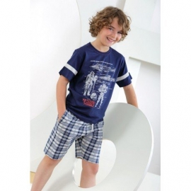 MASSANA HOMEWEAR PIJAMA NIÑO P171131 MANGA CORTA PANTALÓN CORTO TINTA T. 10