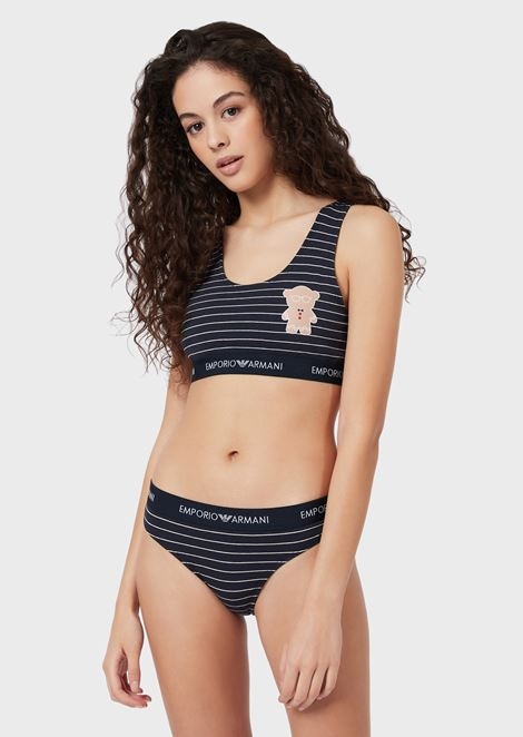 EMPORIO ARMANI SET BRALETTE+BRAZILIAN  CAJA METALICA164418 0A278 C.MARINO/ OSO T.S/P