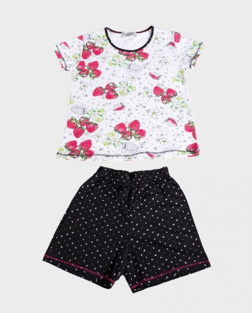 MASSANA  PIJAMA NIÑA P/C M/C COTTON  191103 BLANCO  FRESAS  T.12 años