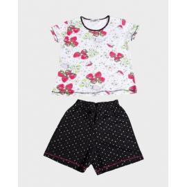 MASSANA  PIJAMA NIÑA P/C M/C  191103 BLANCO  FRESAS  T.8 años