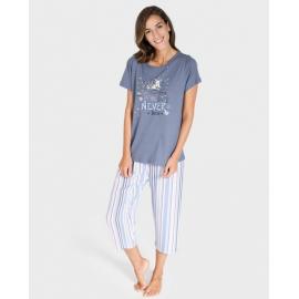 MASSANA  PIJAMA  MUJER M/C  PIRATA  GRIS  191226 T.M