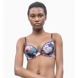 CALVIN KLEIN SUJETADOR SEDUCTIVE COMFORT  C/A FOAM PUSH  F2892E -XIR ESTAMP/FLORES T.90/D