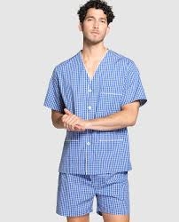 GUASH PIJAMA HOMBRE P/C-M/C ALGODON EN TELA PY181 CUADRO GRISES T.L