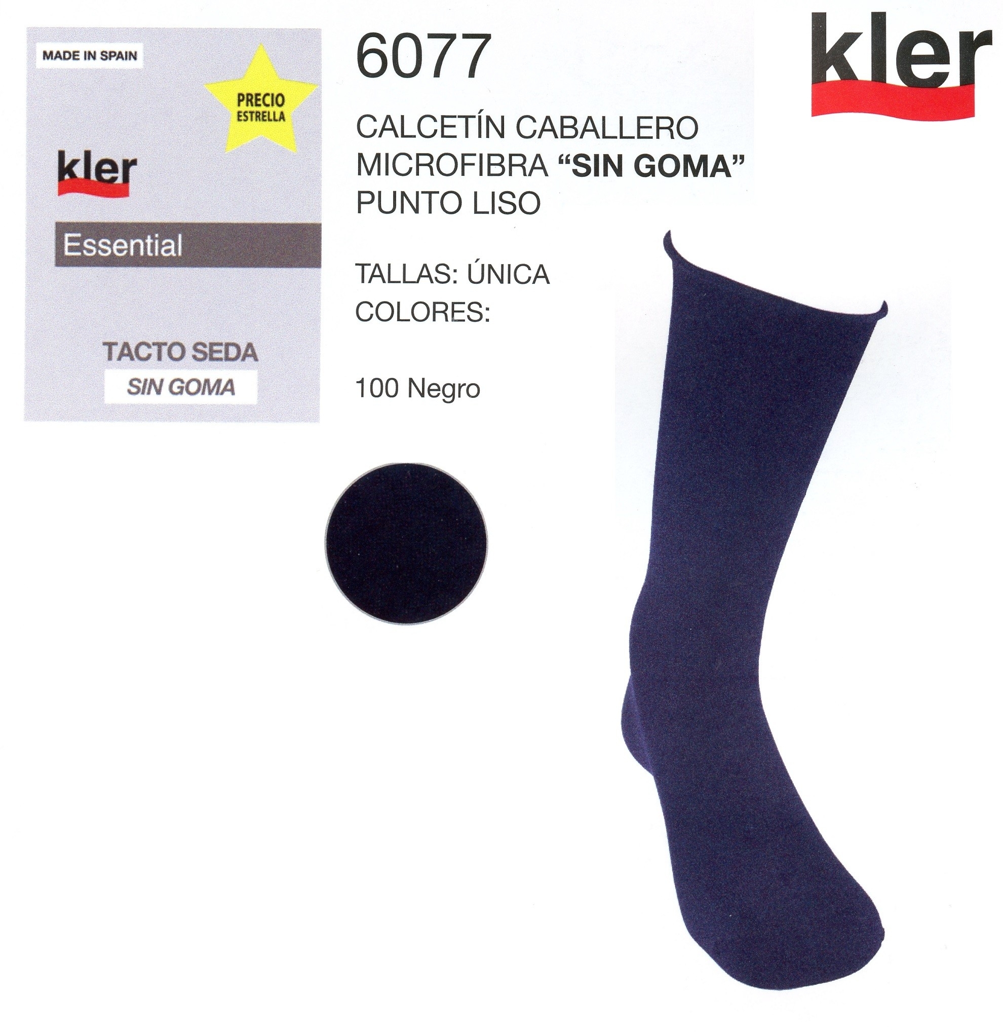 KLER  CALCETIN  MICRO  FIBRA  P.LISO  TACTO  SEDA  6065  T.U  NEGRO