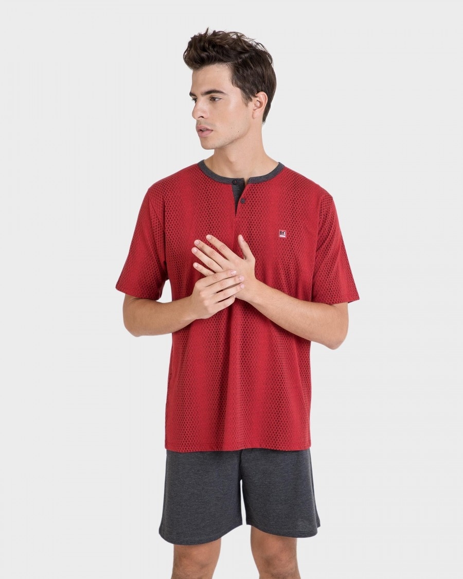 MASSANA PIJAMA HOMBRE M/C P201307   C.ROJO T.3XL