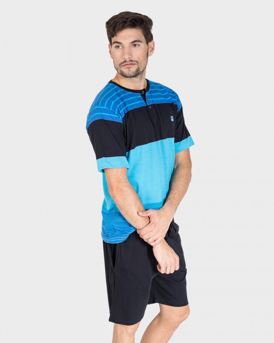 MASSANA PIJAMA HOMBRE P191328 M/C  AZUL T.XXL