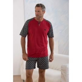 MASSANA HOMEWEAR PIJAMA HOMBRE P171309 MANGA CORTA PANTALÓN CORTO GRANATE T. M