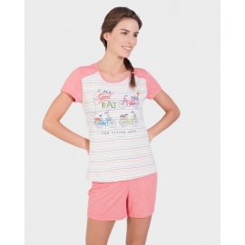 MASSANA 181223 PIJAMA MUJER M/C C/ REDONDO CORAL T.XXL