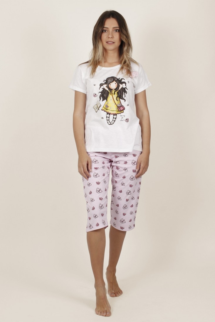 SANTORO LONDON  PIJAMA PIRATA MUJER M/C 54455-0 BL/ROS T.L/G