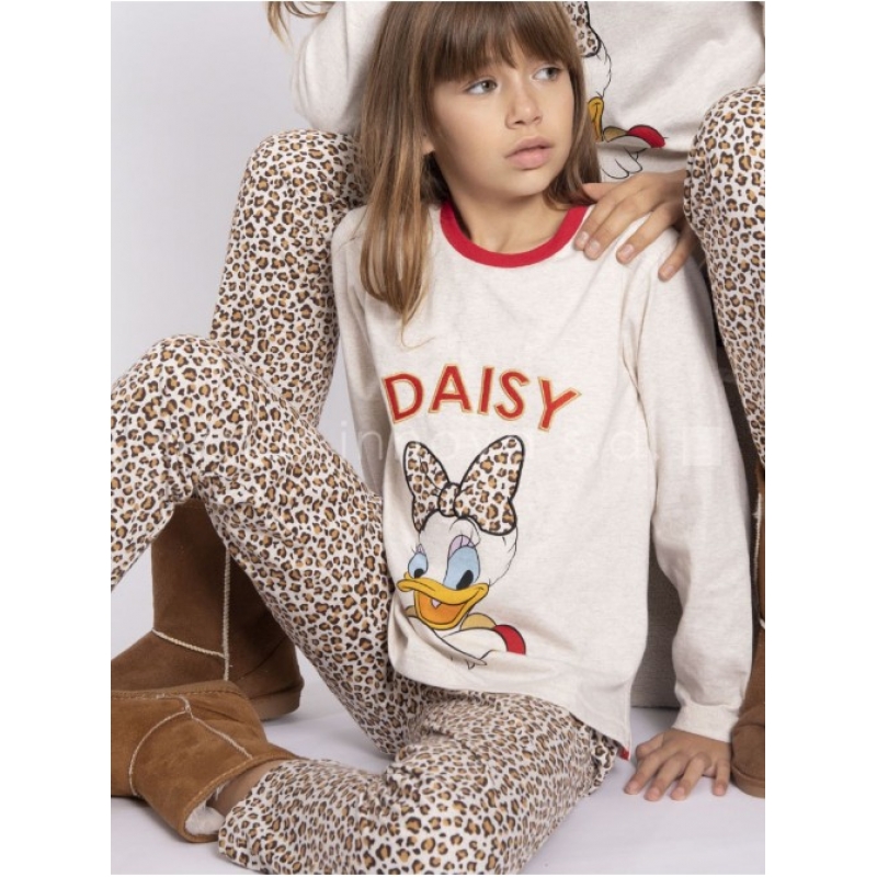 Disney Pijama Niña Daisy Duck P/l M/l 54385-0 Beige/leopard T.14 Años - la Media de Seda