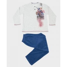 MASSANA PIJAMA NIÑO M/L P681139 ESTAMP.GRIS PERLA T.16