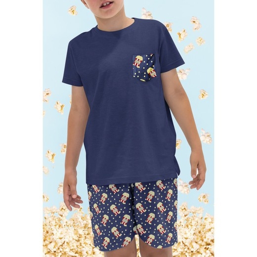 ADMAS PIJAMA NIÑO M/C CAJA/PALOMITAS 50690 MARINO  T.6años