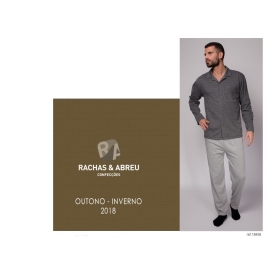 RACHAS&ABREU PIJAMA HOMBRE INVIERNO 18456 ABIERTO GRIS T.4XL