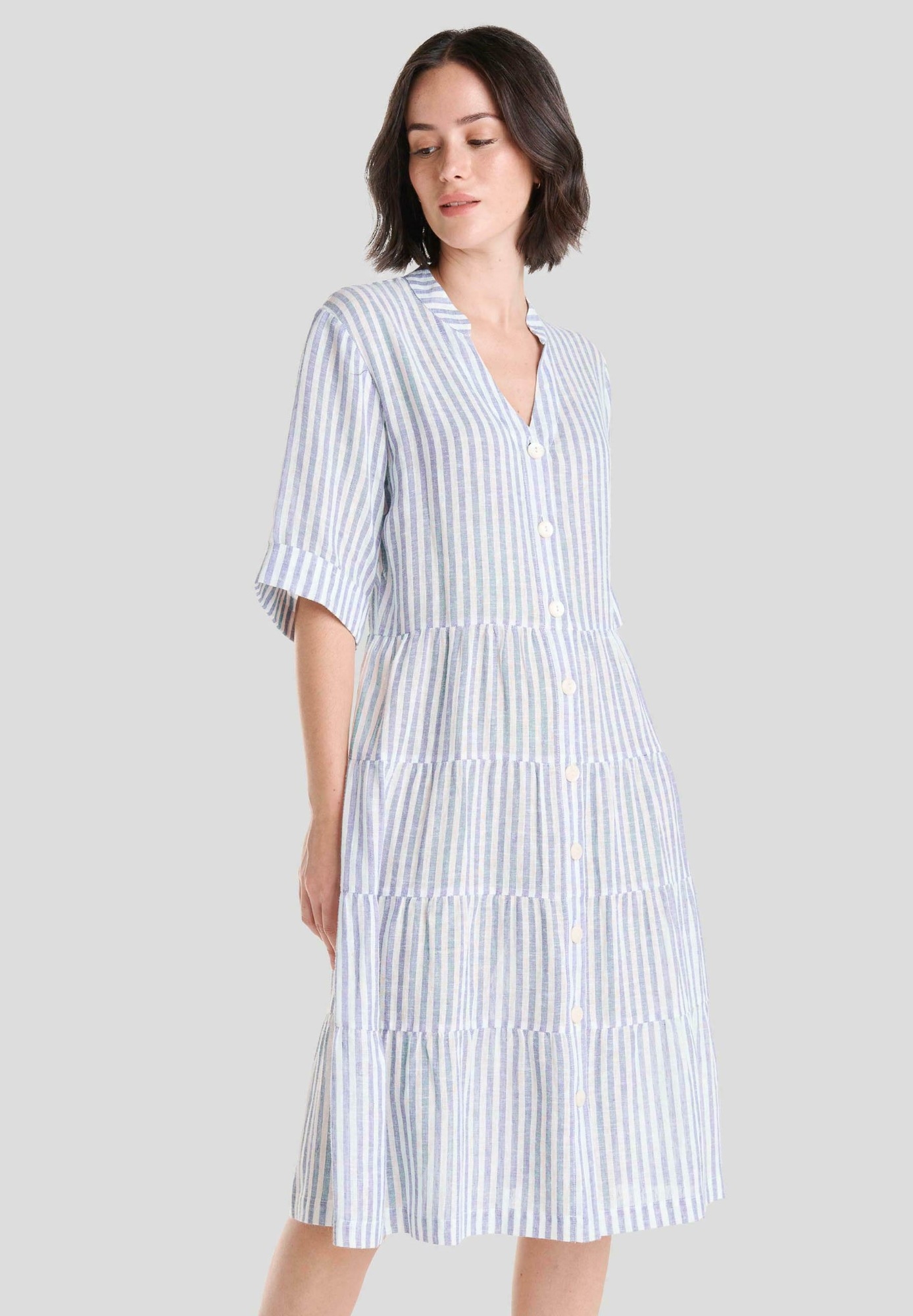LOHE VESTIDO M/C RAYAS ABIERTO V258428 AZUL T.L/G