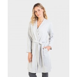 MASSANA BATA MUJER LARGA CRUZADA L716245 POLIESTER B11MARINO/GRIS T.MD