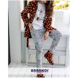 BARANDI BATA CREM+PIJAMA C/PUÑO MUJER INV. ALG CHARLIE-40 BEG/NAR T.XL