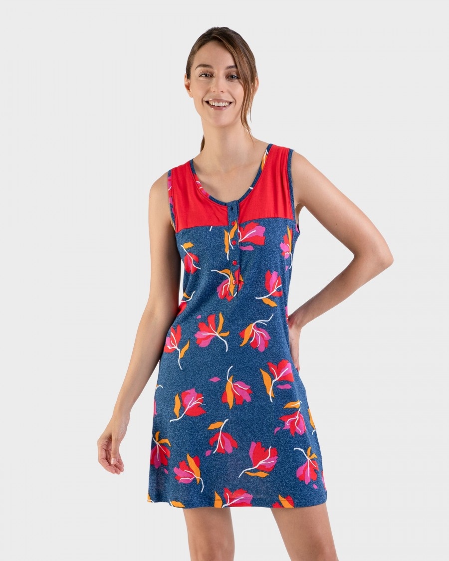 MASSANA  CAMISOLA  MUJER  T/R  AZUL/ROJ  FLORES L 227213  T.L/G