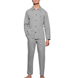 IMPETUS PIJAMA HOMBRE M/L ABIERTO 100% ALGODÓN 1500310 CUADROS T.XXL