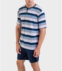 MASSANA  PIJAMA  HOMBRE  M/C P/C AZUL/ RALLAS  P221320  T.XL