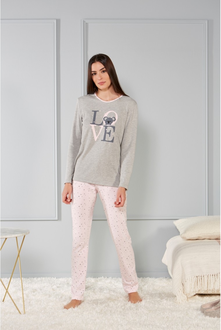 BELTY  PIJAMA INVIERNO SEÑORA P/L M/L 50%ALG 50%POLIT 21I-0114K-05 GRIS T.XL