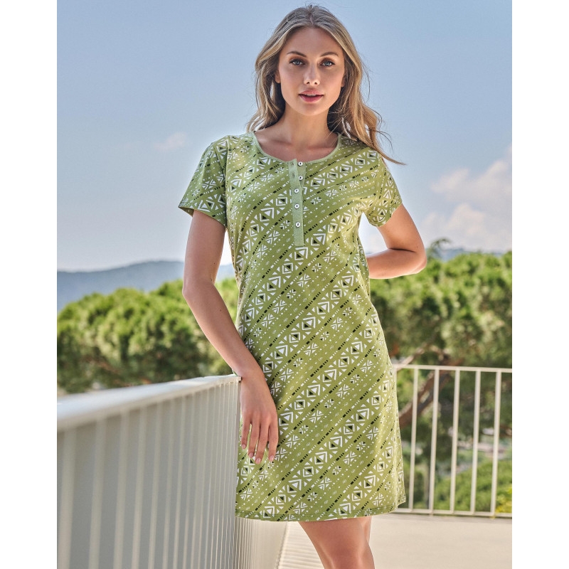 MASSANA  CAMISÓN  MUJER  M/C  100% ALGODÓN  L257230  C. PISTACHO T.XL