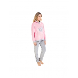 MASSANA PIJAMA MUJER INVIERNO P/L M/L P711233 ROSA FLUOR ABRIGADO POLIESTER T.XL