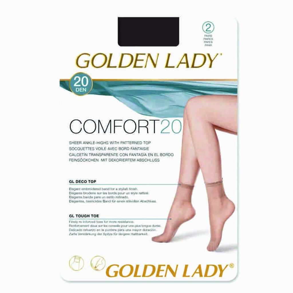 GOLDEN LADY TOBILLERO/COMFORT 20den 2pares NEGRO T.U