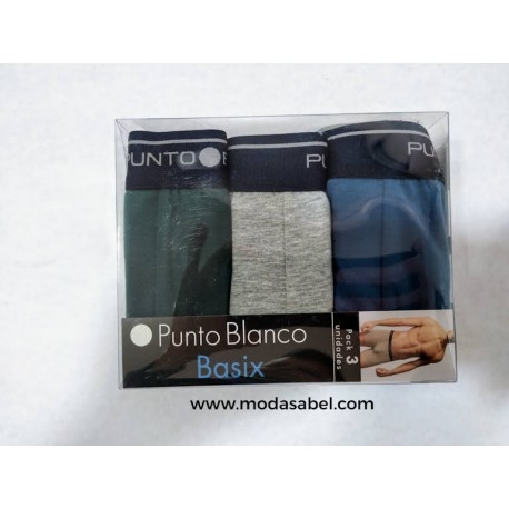 PUNTO BLANCO BOXER PACK/3 53438-40 ALG NEG/GRI/AZ T.52/L/G