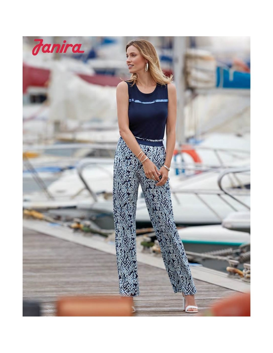 JANIRA PANTALÓN LOO AFRO 1025241  C.NEGRO/BLANCO  T.L
