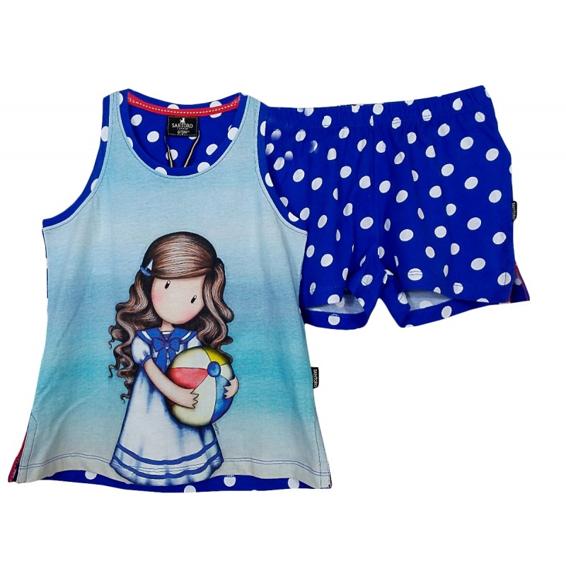 SANTORO LONDON PIJAMA NIÑA 55587-0 AZUL TIRANTE ANCHO T.14