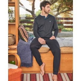 MASSANA PIJAMA HOMBRE INVIERNO P/L M/L P721328 ALG AZUL T.MD