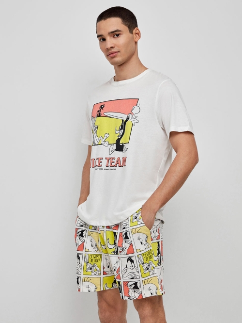 GISELA  PIJAMA  HOMBRE  BLANCO  M/C P/C  LOONEY  TUNES 2/20276S  T.L
