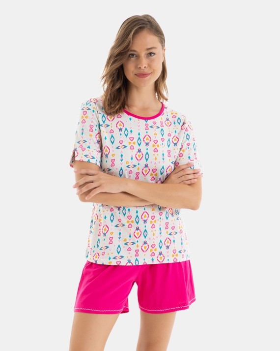 MASSANA PIJAMA MUJER P/C M/C ALG P251201 ESTAMPADO/ROSA T.L/G