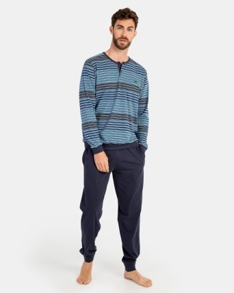 MASSANA  PIJAMA HOMBRE  M/L  PURE COTTON  741311 C. AZUL  T. XL