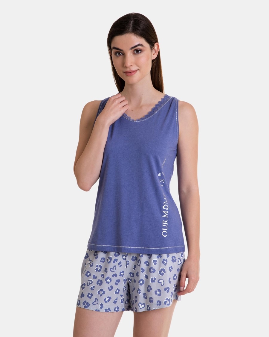 MASSANA PIJAMA MUJER  TIR/ANCHO  P241206  C.AZUL T.M