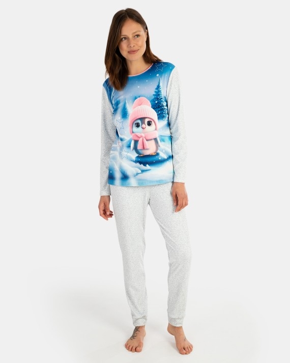 MASSANA  PIJAMA MUJER  M/L 100% POLIESTER  P741218   C.AZ/GRIS  T.M