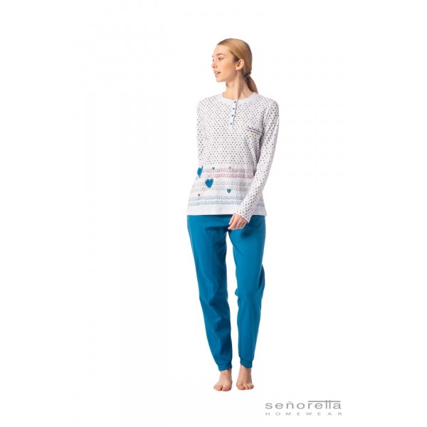 SEÑORETTA  PIJAMA  MUJER  PAÑO  AZULON  222174  T.L