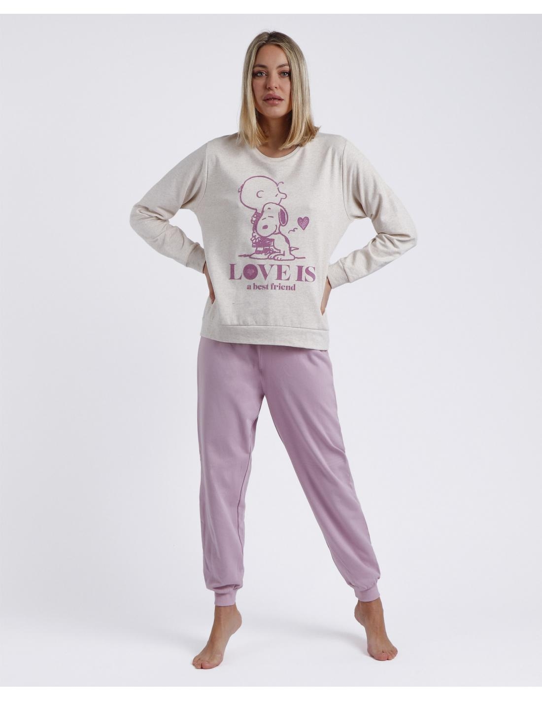 AZNAR  INNOVA  PIJAMA MUJER   M/L P/L  60433 -0   C.SNOOPY  BEIGE  T.S