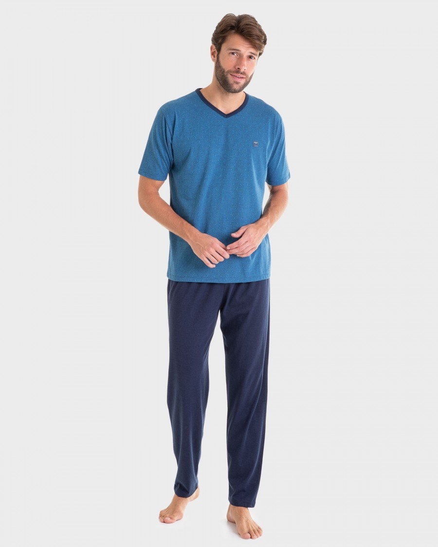 MASSANA PIJAMA HOMBRE P/L M/C  P231311 AZUL T.MD