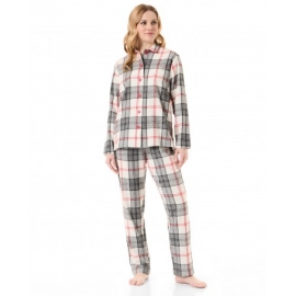LOHE  PIJAMA   MUJER  ABIERTO   M/L P/L  INVIERNO   Y231124    C.GRIS/CUADROS     T. M
